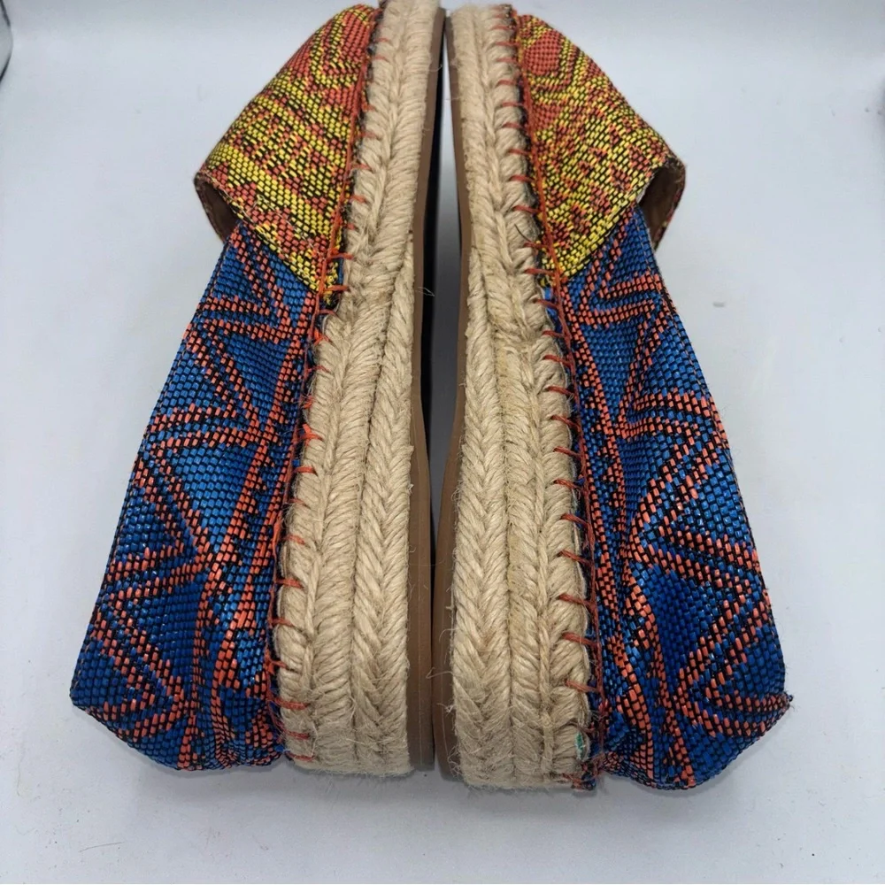 Soft Surroundings Nissa Espadrille Metallic Tribal Boho Wedge Slip On Flats
